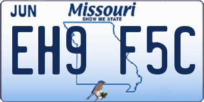 MO license plate EH9F5C