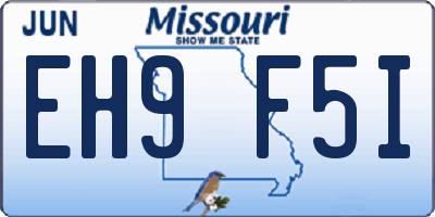MO license plate EH9F5I