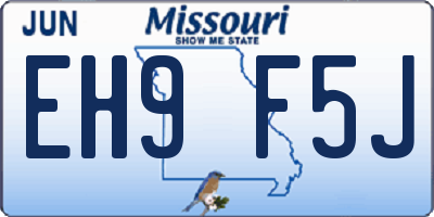 MO license plate EH9F5J