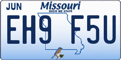 MO license plate EH9F5U