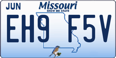 MO license plate EH9F5V