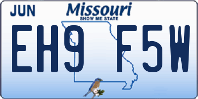 MO license plate EH9F5W