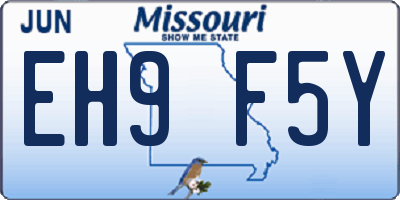 MO license plate EH9F5Y
