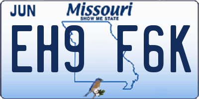 MO license plate EH9F6K