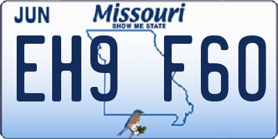 MO license plate EH9F6O