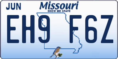 MO license plate EH9F6Z