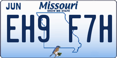MO license plate EH9F7H