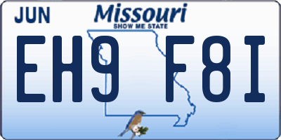 MO license plate EH9F8I