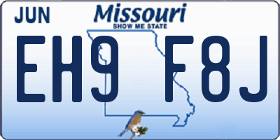 MO license plate EH9F8J