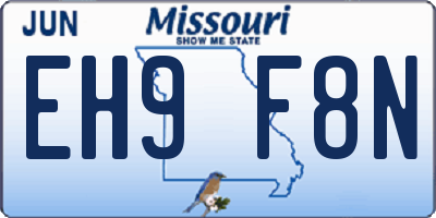 MO license plate EH9F8N