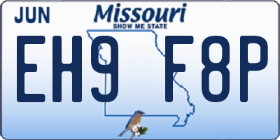 MO license plate EH9F8P