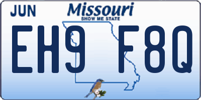 MO license plate EH9F8Q