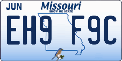 MO license plate EH9F9C