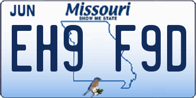 MO license plate EH9F9D