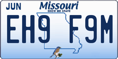 MO license plate EH9F9M