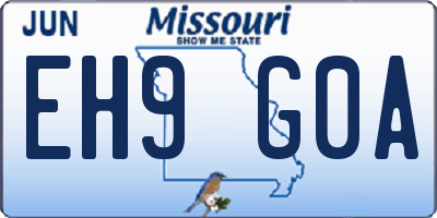 MO license plate EH9G0A