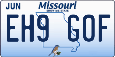MO license plate EH9G0F