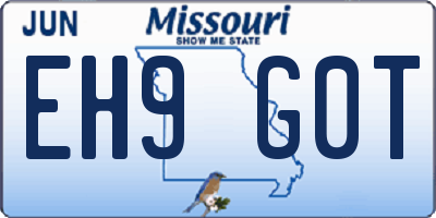 MO license plate EH9G0T