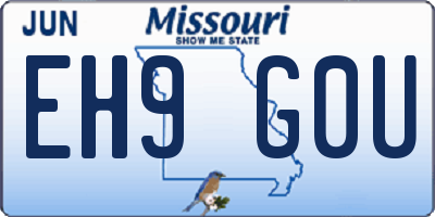 MO license plate EH9G0U