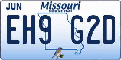MO license plate EH9G2D