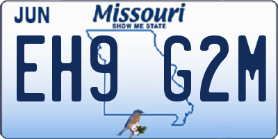 MO license plate EH9G2M