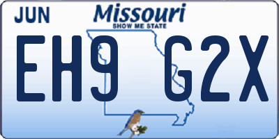 MO license plate EH9G2X
