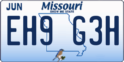 MO license plate EH9G3H