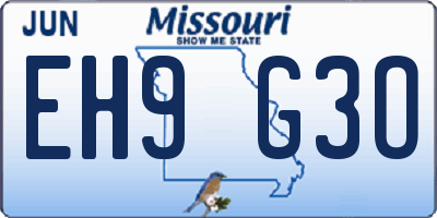 MO license plate EH9G3O
