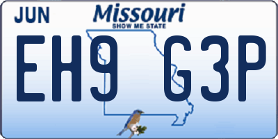 MO license plate EH9G3P