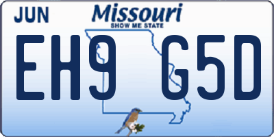 MO license plate EH9G5D