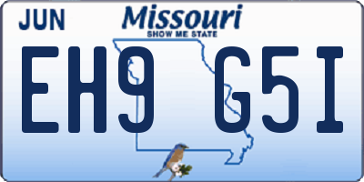 MO license plate EH9G5I