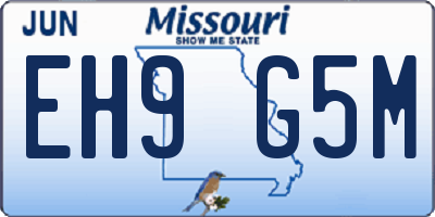 MO license plate EH9G5M