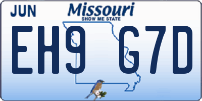 MO license plate EH9G7D