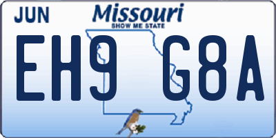 MO license plate EH9G8A