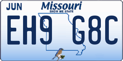 MO license plate EH9G8C