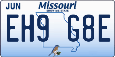 MO license plate EH9G8E