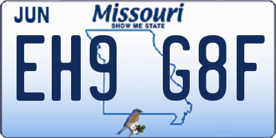 MO license plate EH9G8F