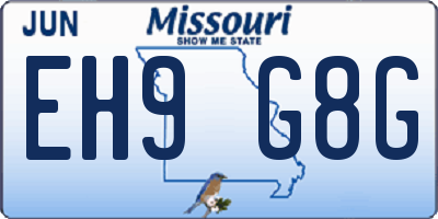 MO license plate EH9G8G