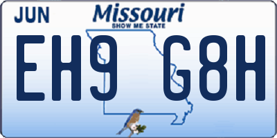 MO license plate EH9G8H