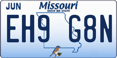 MO license plate EH9G8N