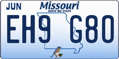 MO license plate EH9G8O