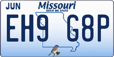MO license plate EH9G8P