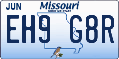 MO license plate EH9G8R