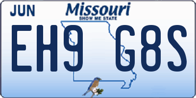 MO license plate EH9G8S