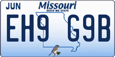 MO license plate EH9G9B