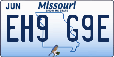 MO license plate EH9G9E