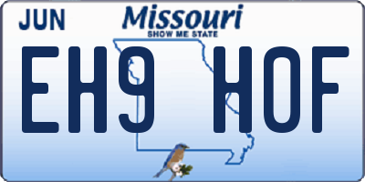 MO license plate EH9H0F