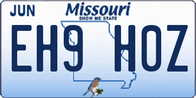 MO license plate EH9H0Z