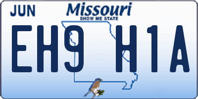 MO license plate EH9H1A