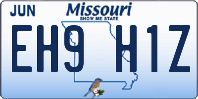 MO license plate EH9H1Z